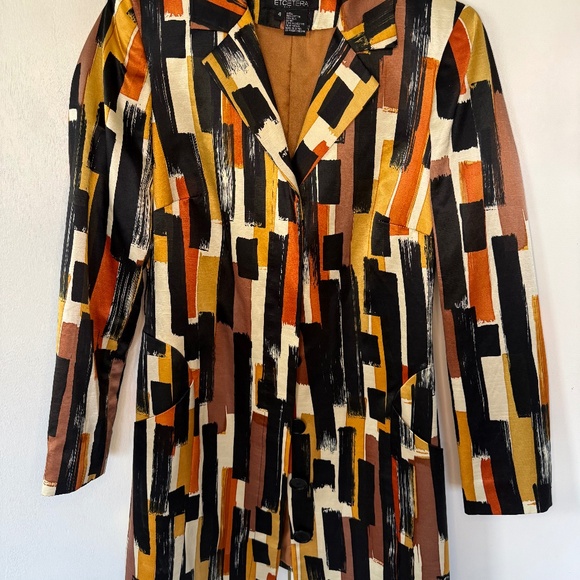 Etcetera Colorful print midi jacket,  sz 4, Like New, side pockets - Picture 1 of 6